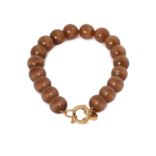 Label Kiki - Brown cat eye bracelet gold - Stainless steel