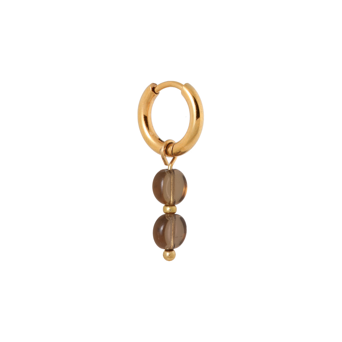 Label Kiki - Brown round hoop gold - Stainless steel