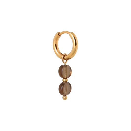 Label Kiki - Brown round hoop gold - Stainless steel