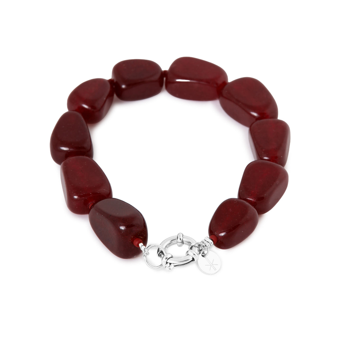 Label Kiki - Burgundy bracelet silver - Stainless steel