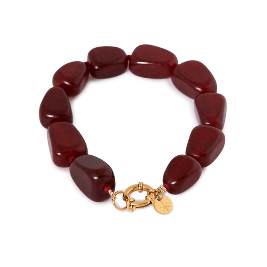 Label Kiki - Burgundy bracelet gold - Stainless steel
