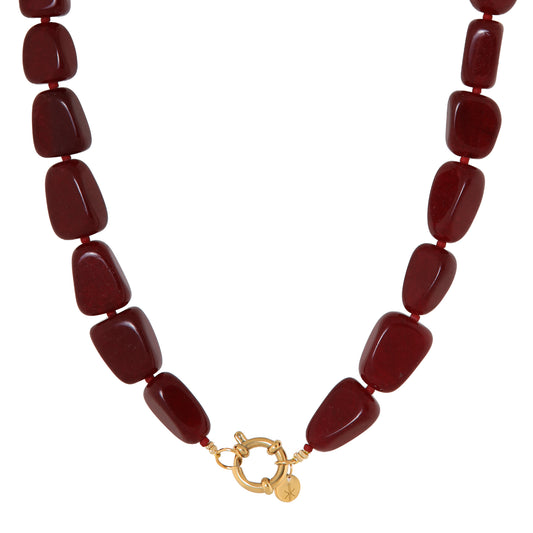 Label Kiki - Burgundy necklace gold - Stainless steel