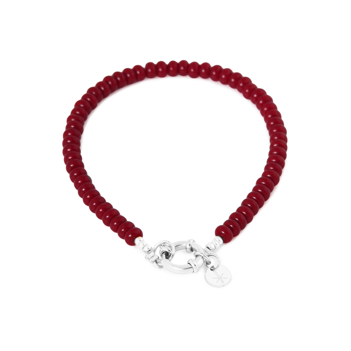 Label Kiki - Burgundy small bracelet silver - Stainless steel