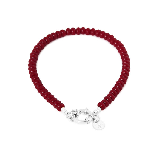 Label Kiki - Burgundy small bracelet silver - Stainless steel