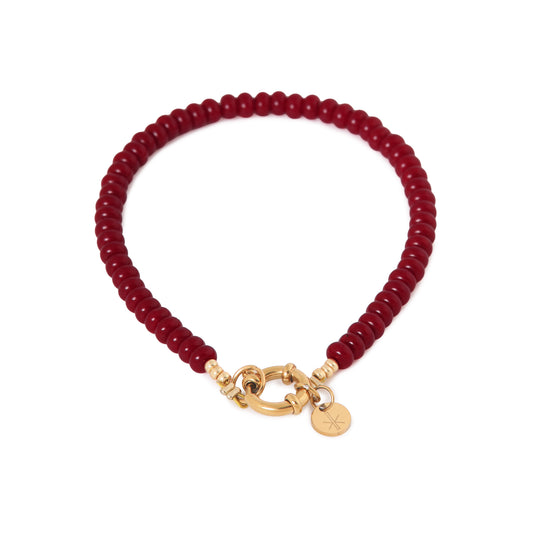 Label Kiki - Burgundy small bracelet gold - Stainless steel