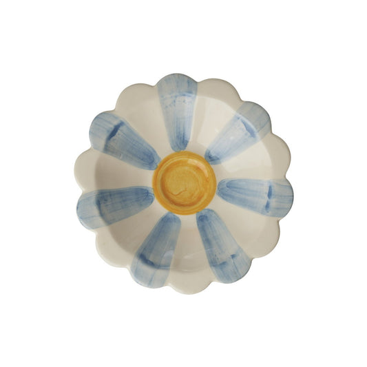 Keramiek dipkommetje bloem - blauw