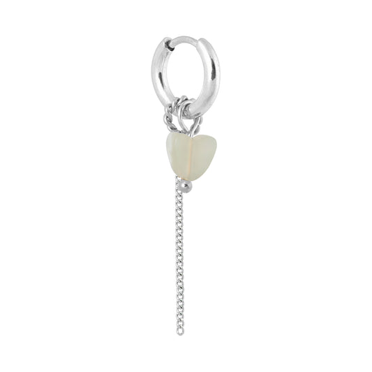 Label Kiki - Chain green hart hoop silver - Stainless steel & silver plated