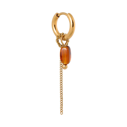 Label Kiki - Chain oval brown hoop gold - Stainless steel