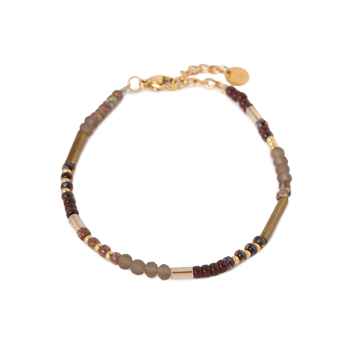 Label Kiki - Chique brown bracelet gold - Stainless steel