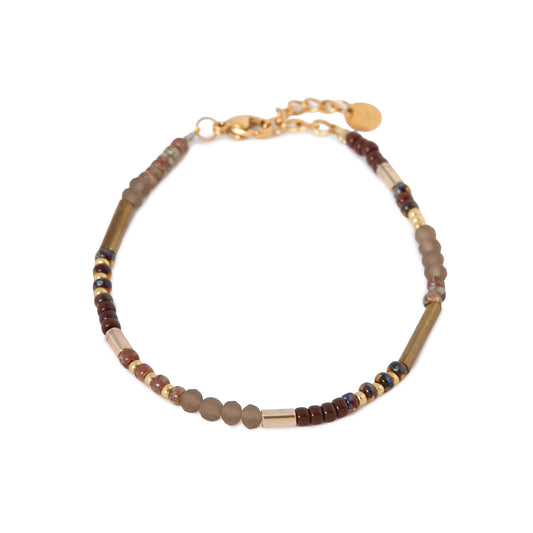 Label Kiki - Chique brown bracelet gold - Stainless steel