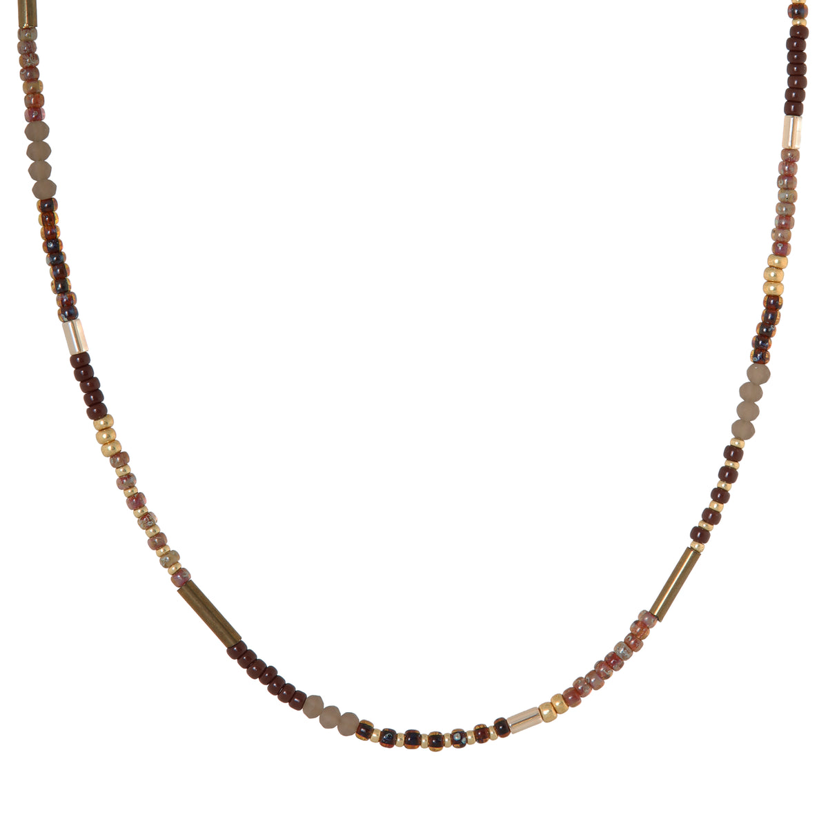 Label Kiki - Chique brown necklace gold - Stainless steel