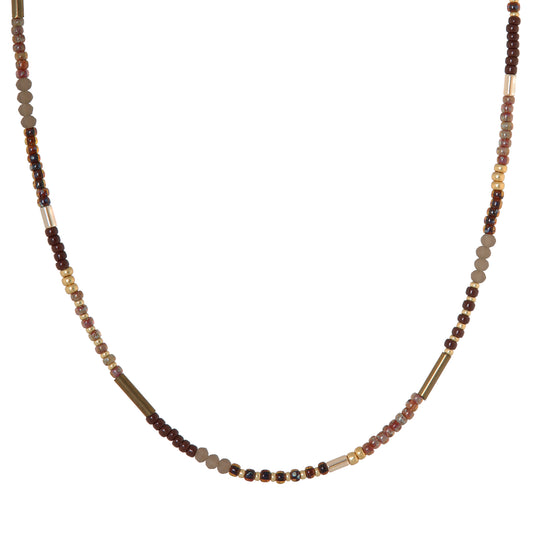 Label Kiki - Chique brown necklace gold - Stainless steel