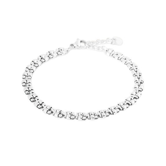 Label Kiki - Double brown bracelet silver - Stainless steel