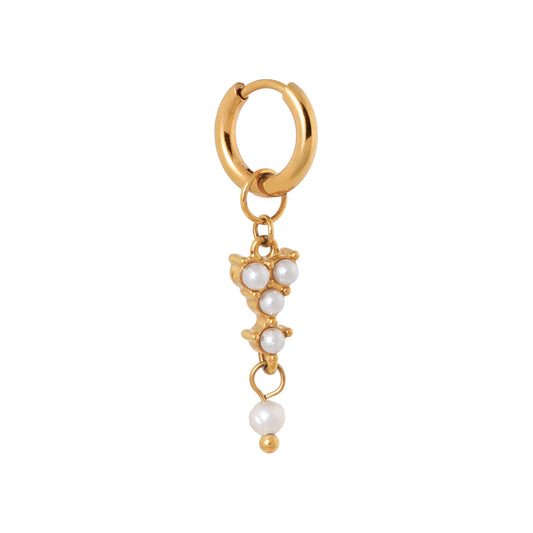 Label Kiki - Classy pearl hoop gold - Stainless steel
