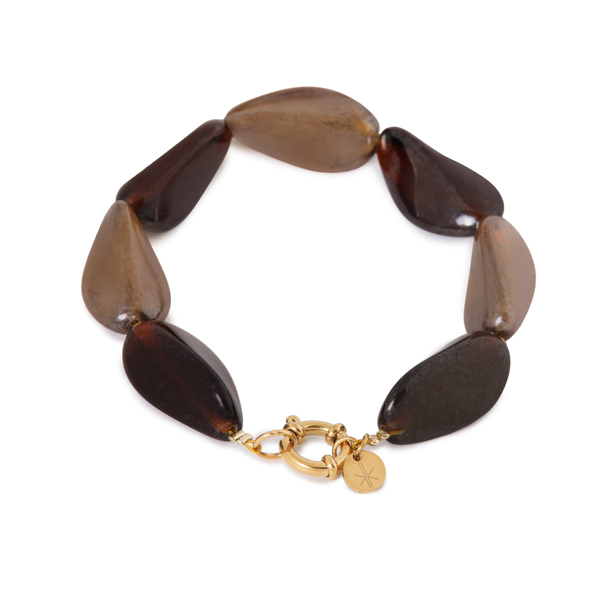 Label Kiki - Double brown bracelet gold - Stainless steel