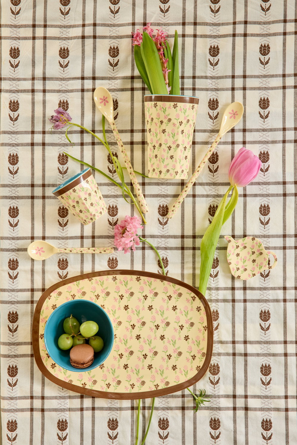 Grote beker - Crème - Hacienda Flower Print