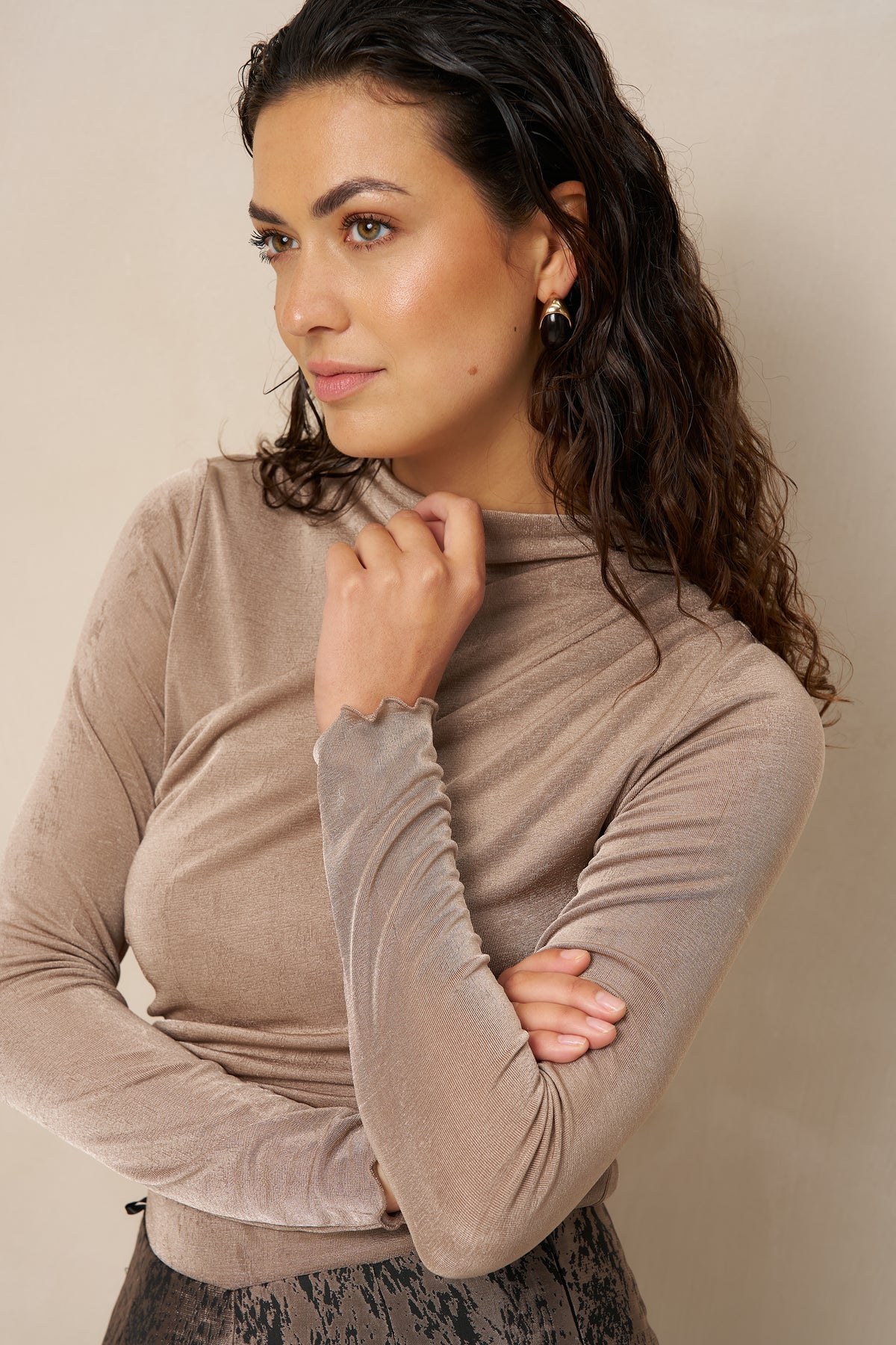 Lofty Manner - Top Jimmi Draped Uni - Taupe