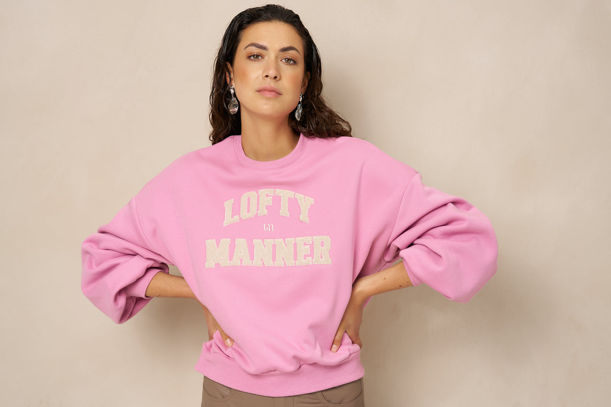 Lofty Manner - Sweater Kensi Balloon Sleeve - Roze