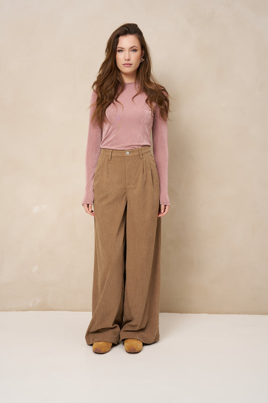 Lofty Manner - Pants Josy Pleated Corduroy - Taupe