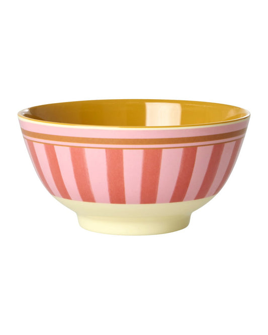 Middelgroot Kom - Roze - Organic Stripes Print