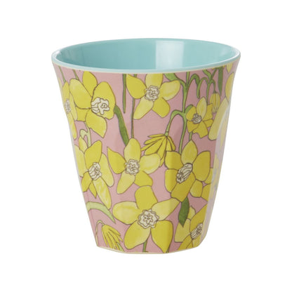 Rice - Middelgroot Beker - Daffodils Print - Zacht roze