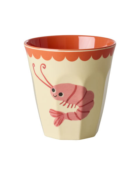 Middelgroot Beker - Crème - New Shrimp Print