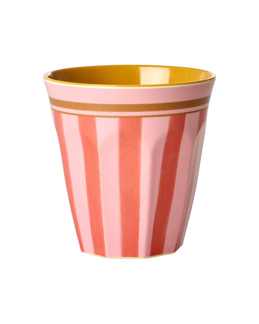 Middelgroot Beker - Roze - Organic Stripes Print