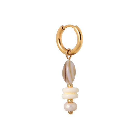 Label Kiki - Natural shell hoop gold - Stainless steel & gold plated