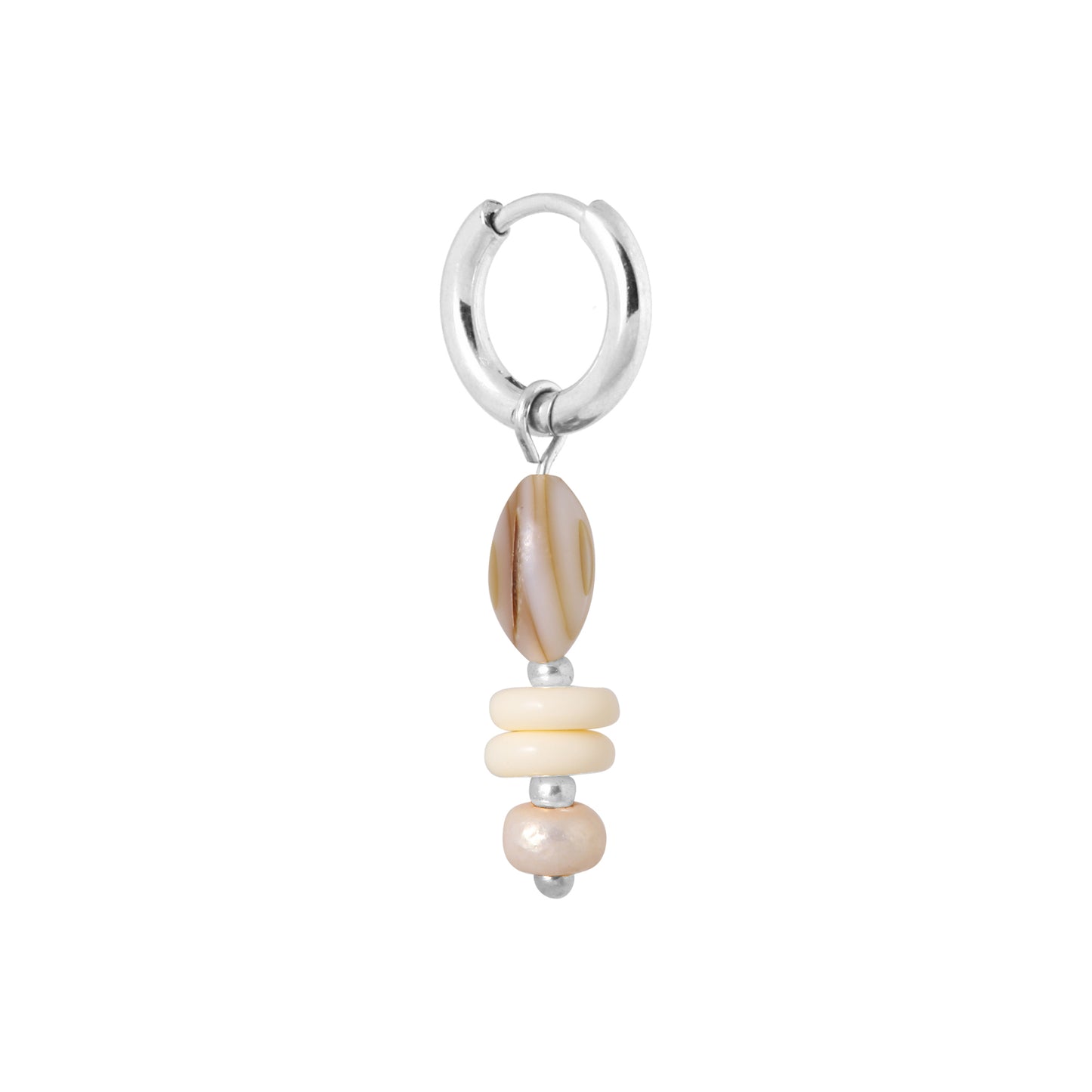 Label Kiki - Natural shell hoop silver - Stainless steel & silver plated