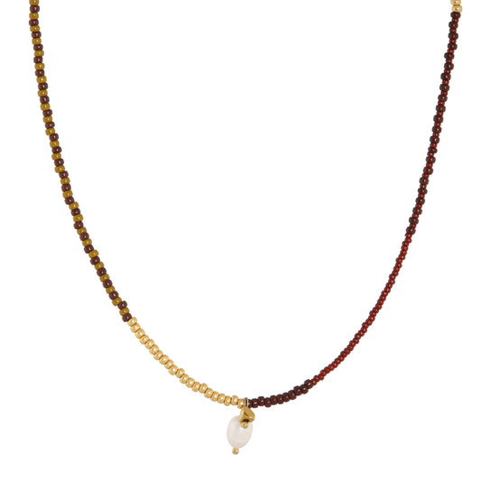 Label Kiki - Oxblood short necklace gold - Stainless steel