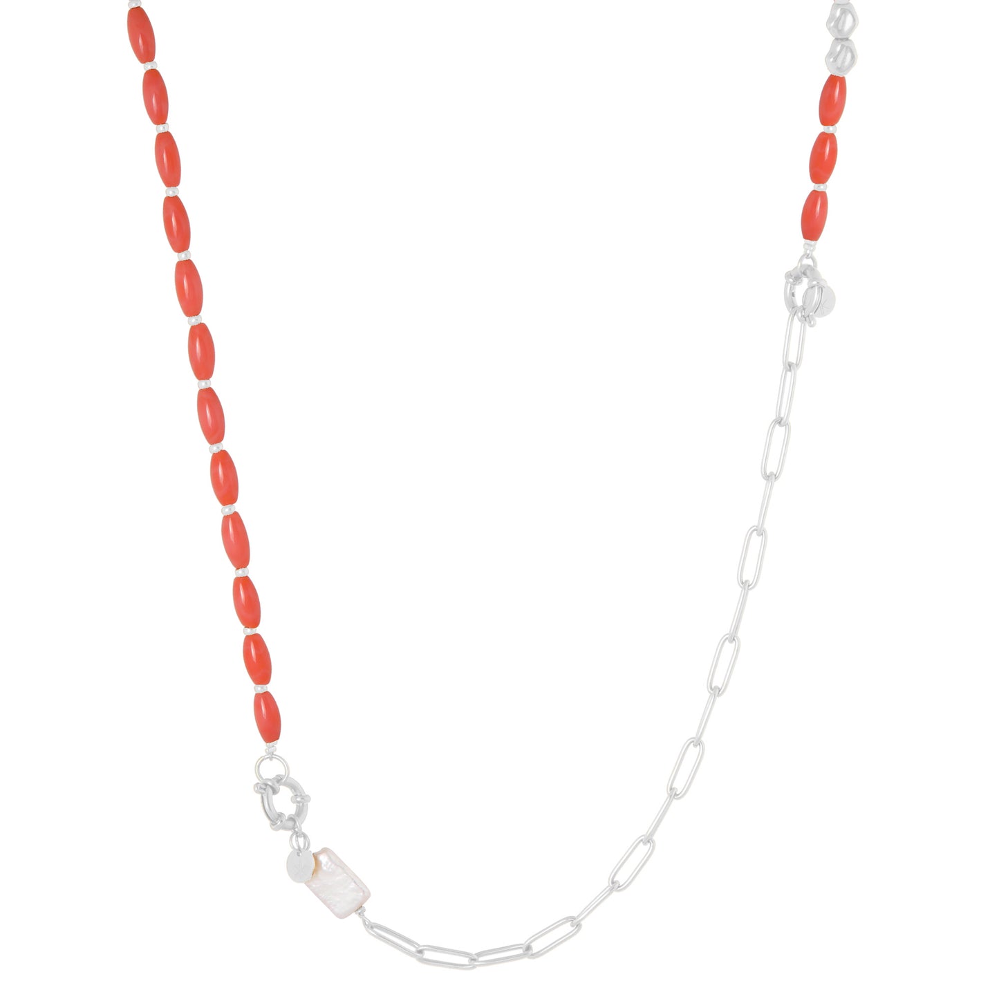 Peachy baby long necklace silver