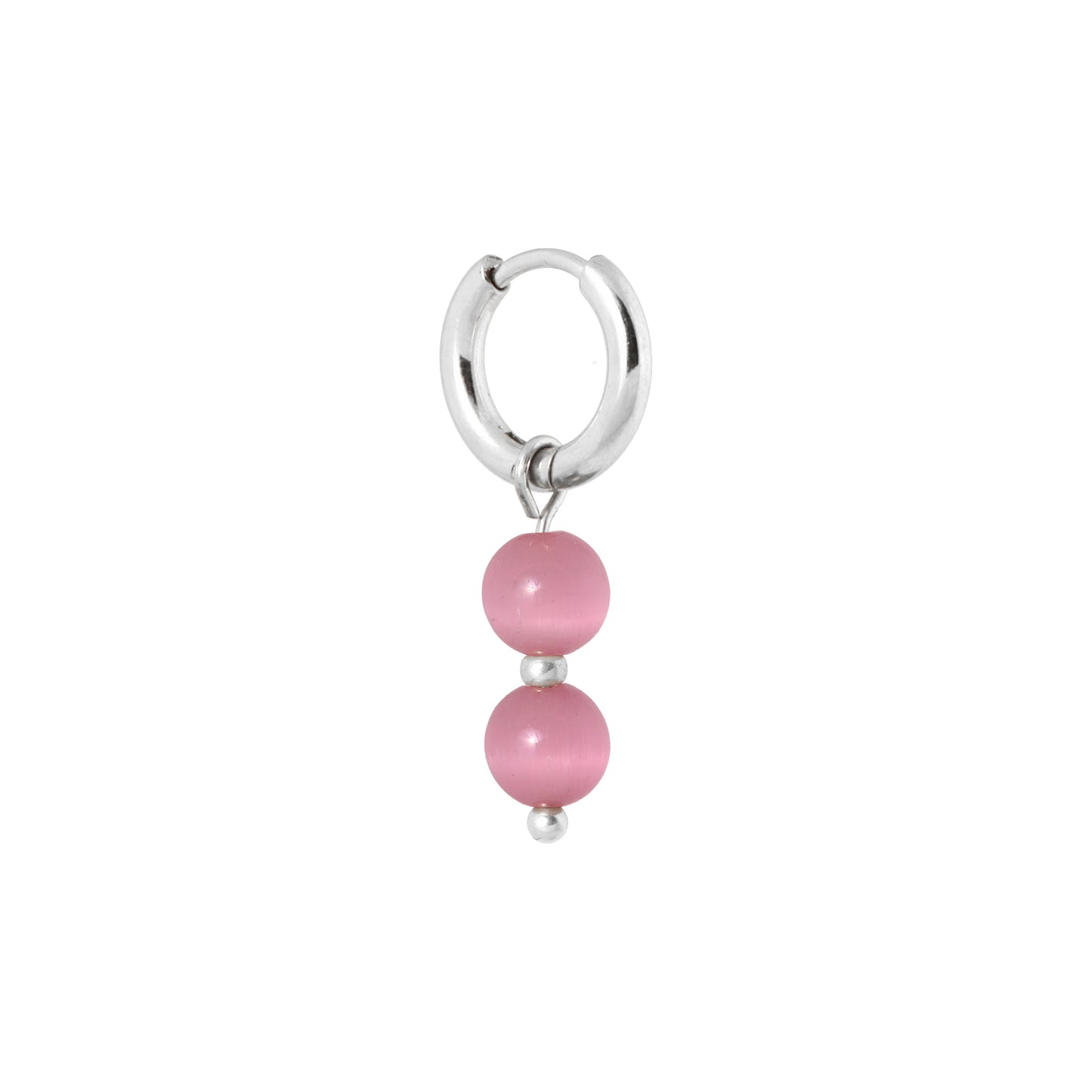 Pink cat eye hoop silver