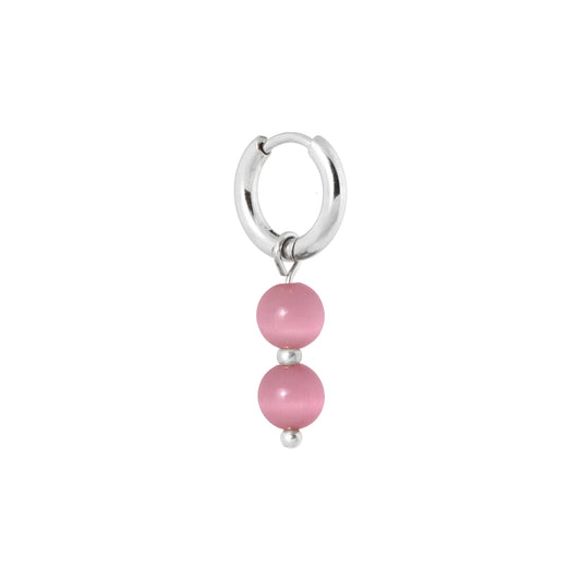 Label Kiki - Pink cat eye hoop silver - Stainless steel & silver plated