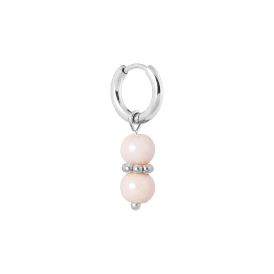 Label Kiki - Pink feather hoop silver - Stainless steel & silver plated (kopie)