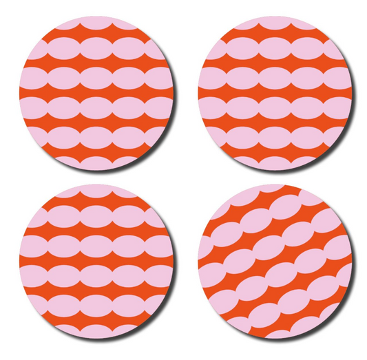 De lange tafel - Onderzetters - Ovals red/pink