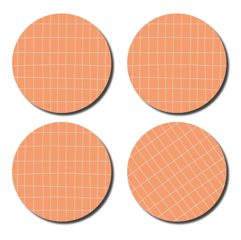 De lange tafel - Onderzetters - Checkered peach/white