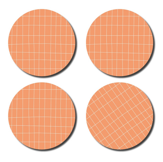 De lange tafel - Onderzetters - Checkered peach/white