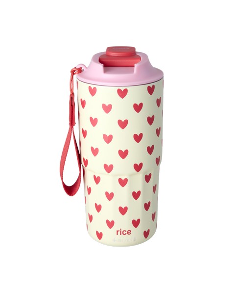 Rice - Thermosbeker Hearts Print - Creme