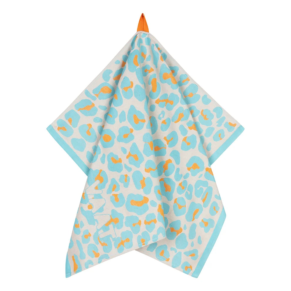 VAAT Amsterdam - Theedoek Leopard - Turquoise&orange