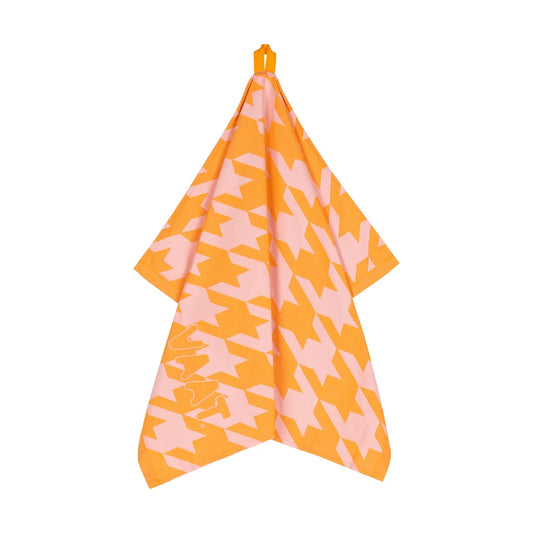 VAAT Amsterdam - Theedoek Pied-de-poule - Orange&pink