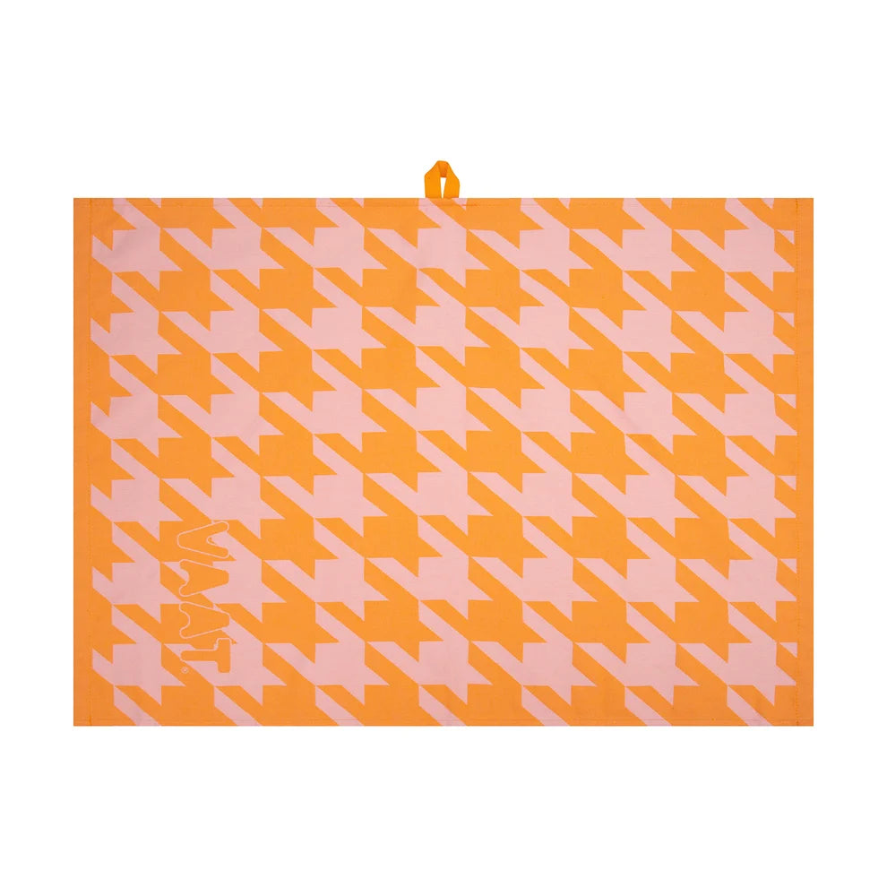 VAAT Amsterdam - Theedoek Pied-de-poule - Orange&pink