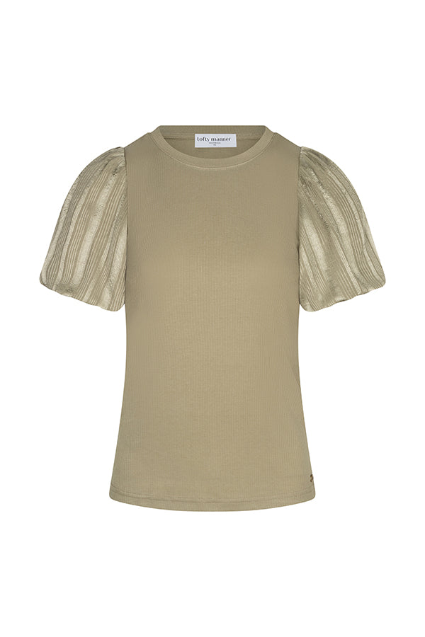 Lofty Manner -  Top Haya - Constrast Puff Sleeve - Kaki