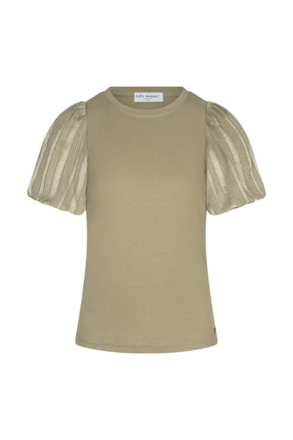 Lofty Manner -  Top Haya - Constrast Puff Sleeve - Kaki