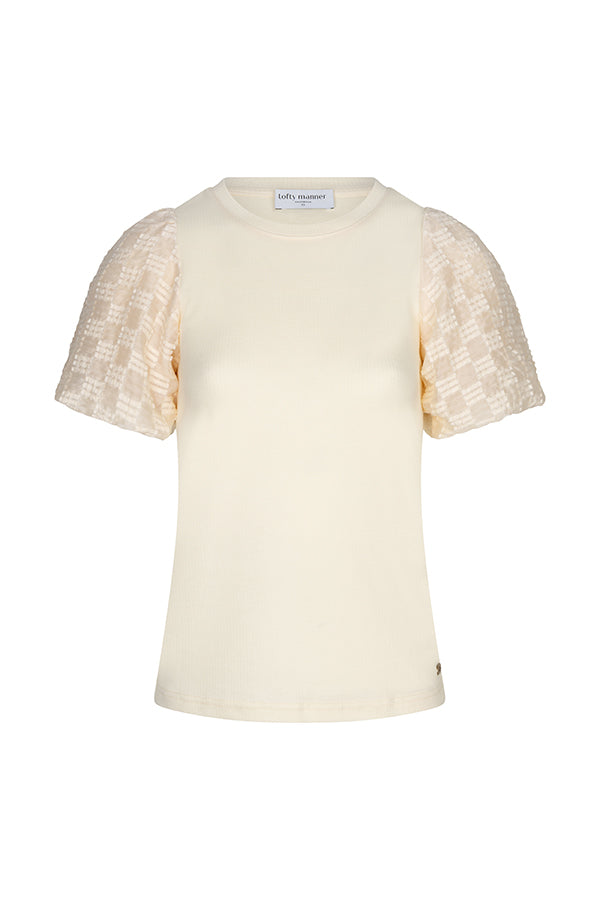 Lofty Manner -  Top Haya - Constrast Puff Sleeve - Cream