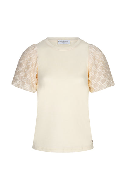 Lofty Manner -  Top Haya - Constrast Puff Sleeve - Cream