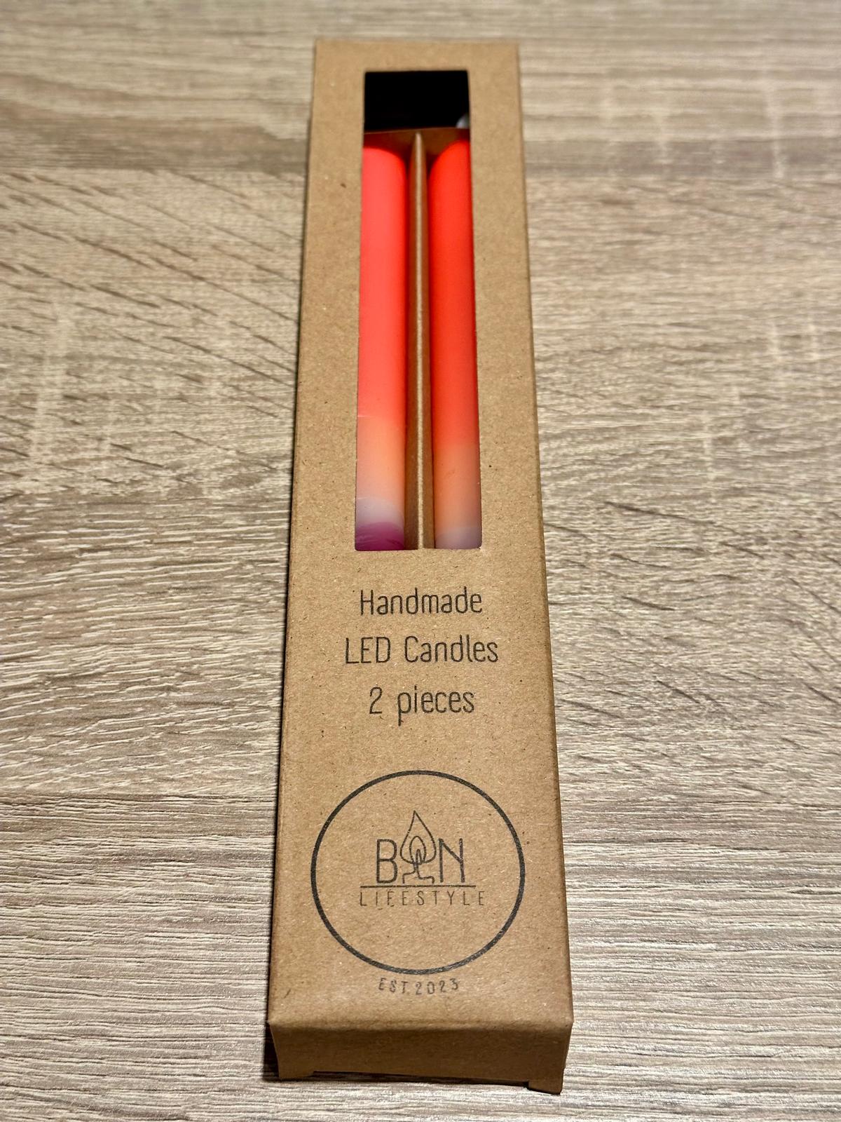 Bon Lifestyle - LED-kaarsen - Neon roze/neon oranje/blackberry