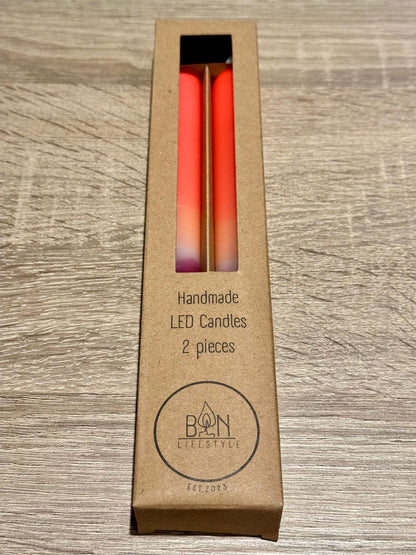 Bon Lifestyle - LED-kaarsen - Neon roze/neon oranje/blackberry
