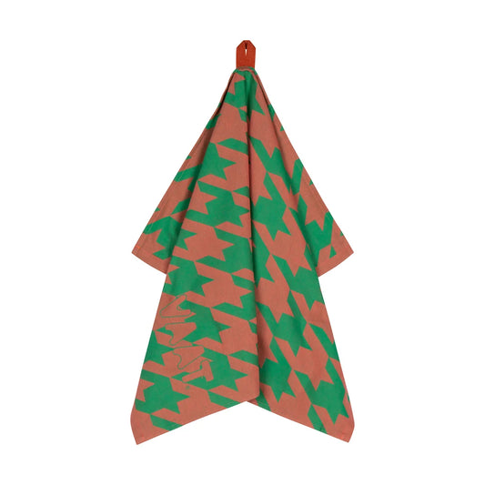 VAAT Amsterdam - Theedoek Pied-de-poule - Coral&green