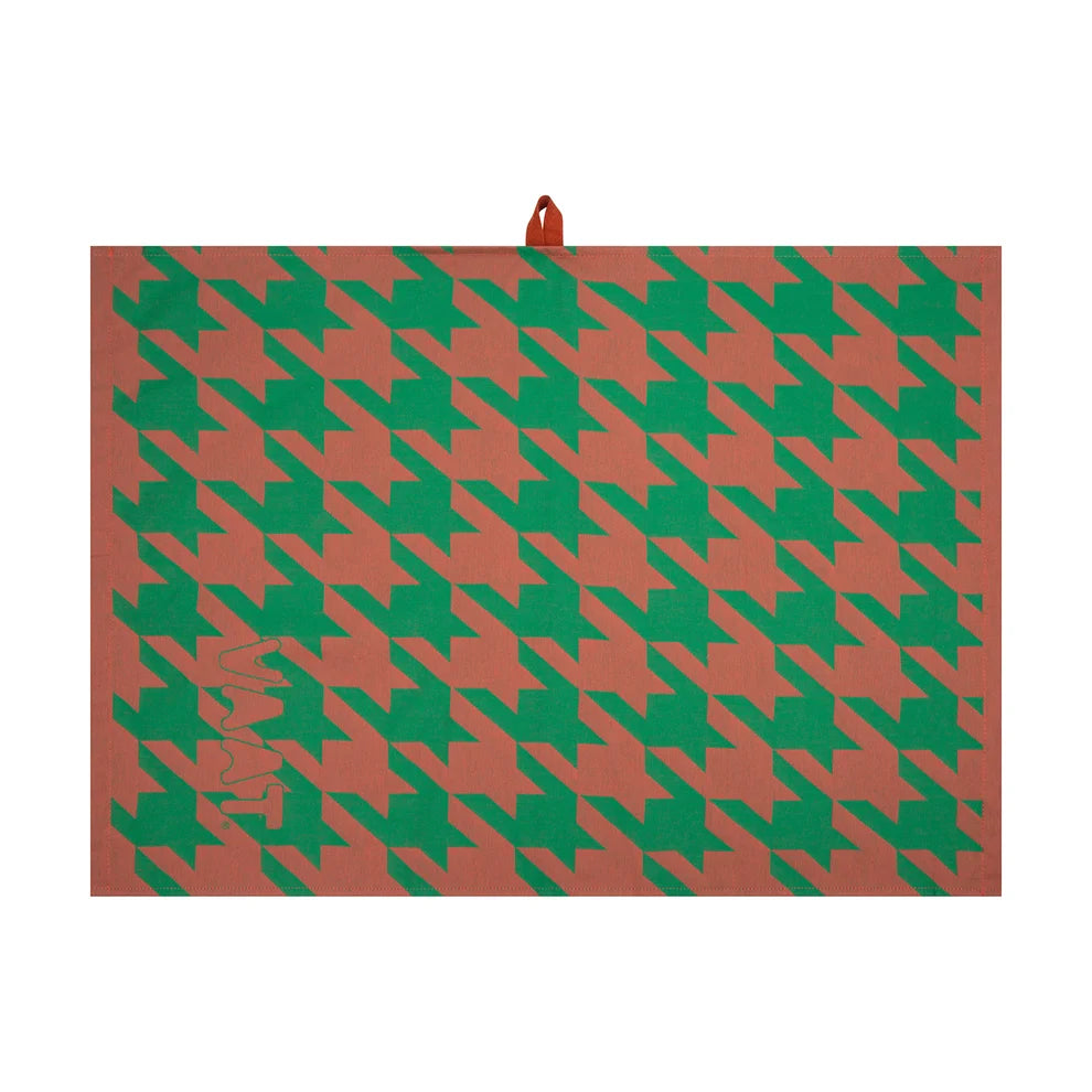 VAAT Amsterdam - Theedoek Pied-de-poule - Coral&green