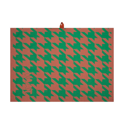 VAAT Amsterdam - Theedoek Pied-de-poule - Coral&green